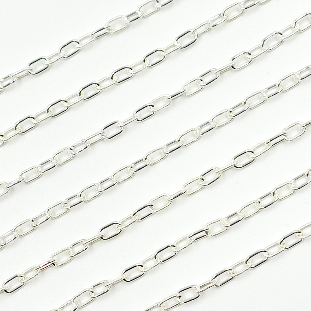 Buy Now Sterling Silver Elongated Twisted and Plain Cable Link Chain