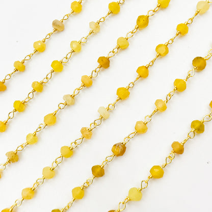 Gold Plated Sterling Silver Yellow Opal Wire Chain