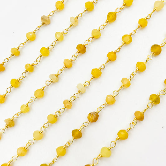 Gold Plated Sterling Silver Yellow Opal Wire Chain