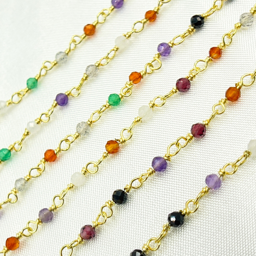 Multi Cubic Zirconia Wire Wrap Chain