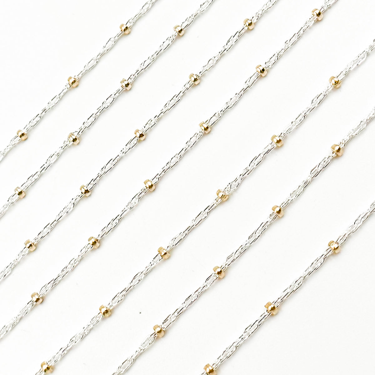 Sterling Silver Rope Chain with 14k Gold Filled Beads