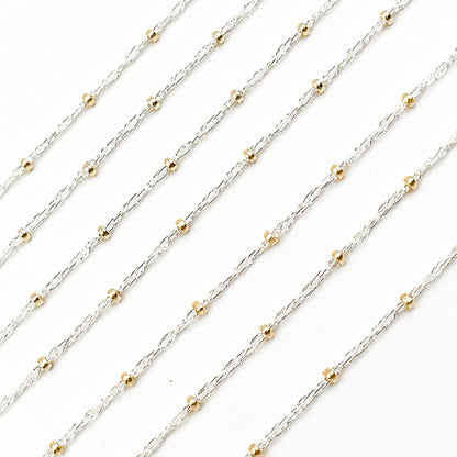 Sterling Silver Rope Chain with 14k Gold Filled Beads