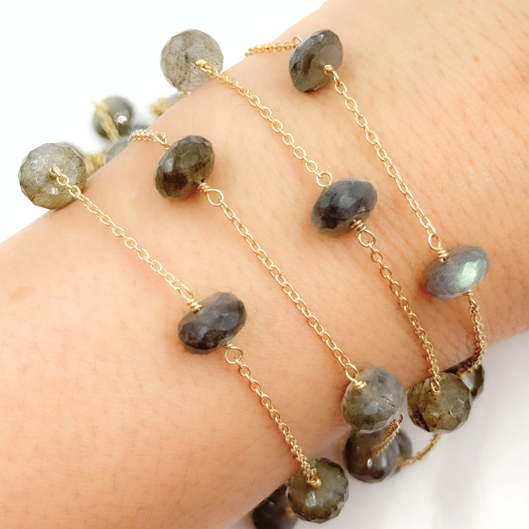 Labradorite Gold Plated Wire Chain.