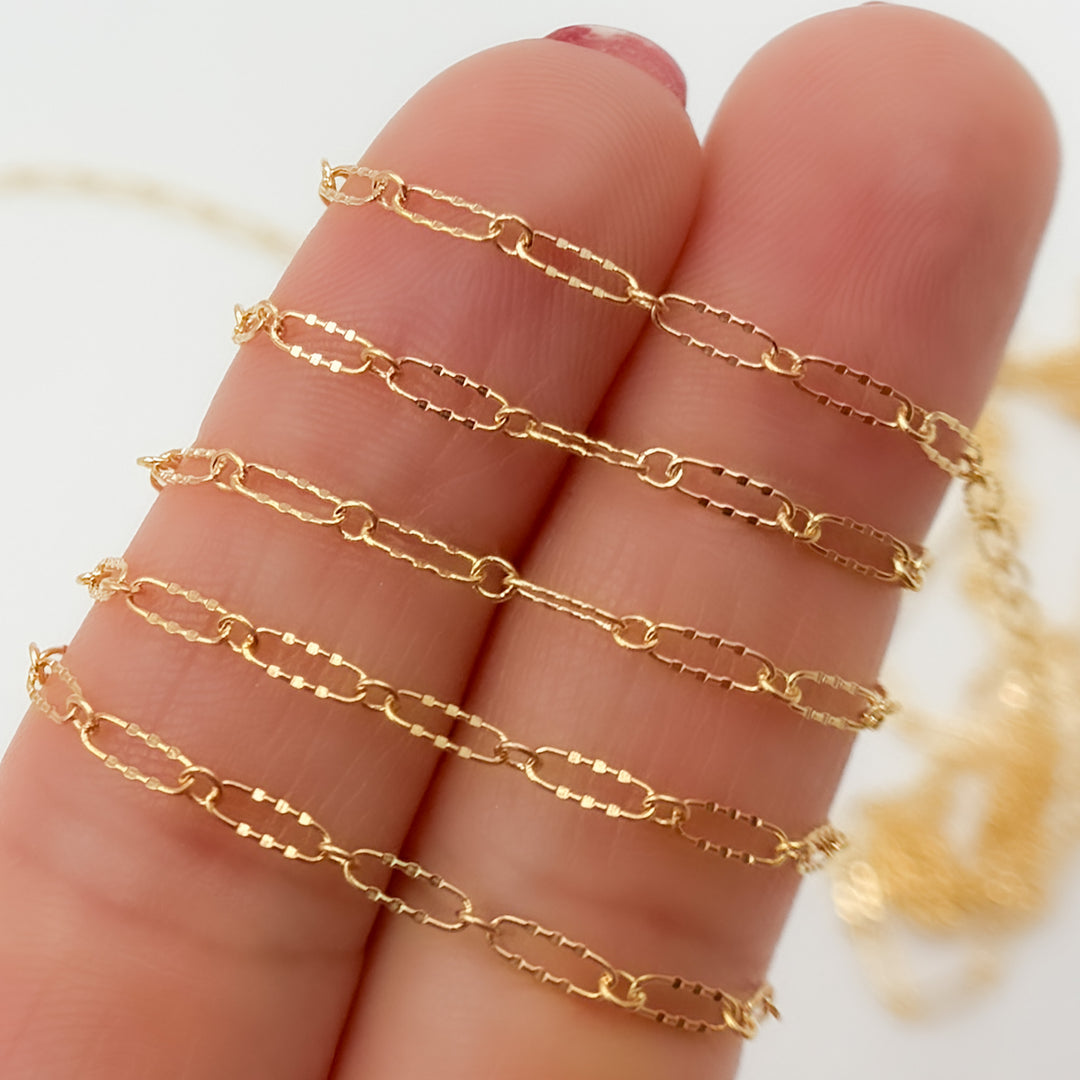 161TDGF. 14k Gold Filled Smooth Long and Short Dapped Link Chain