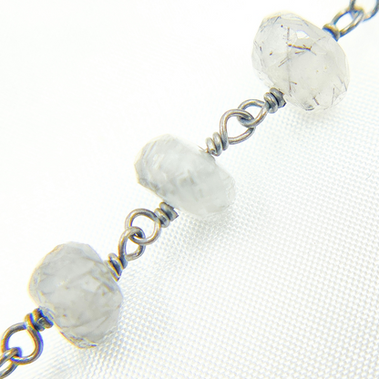 Black Rutile Quartz Oxidized Wire Chain.