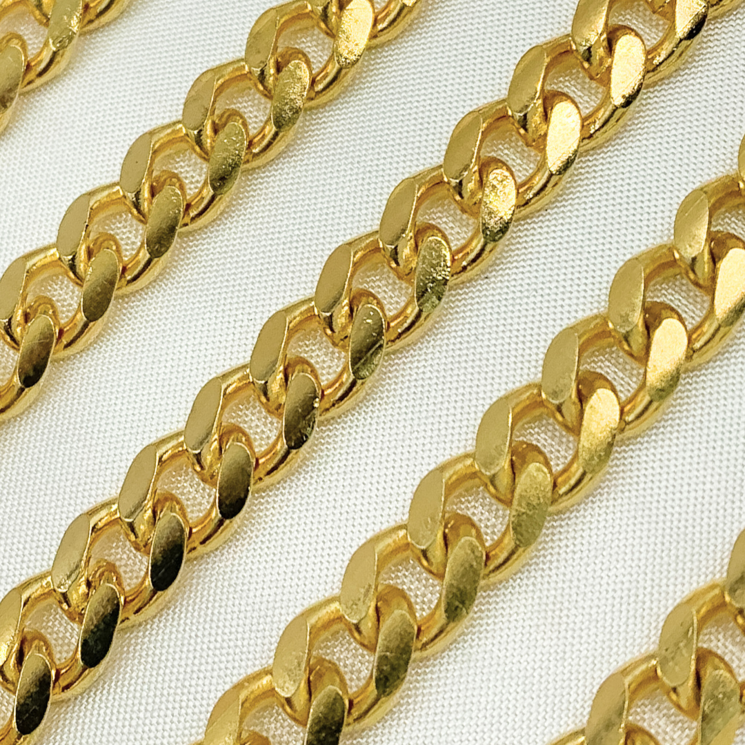 Gold Plated 925 Sterling Silver Matte Curb Chain. X32GPM