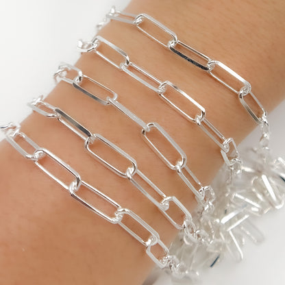 Sterling Silver Diamond Cut Paperclip Chain