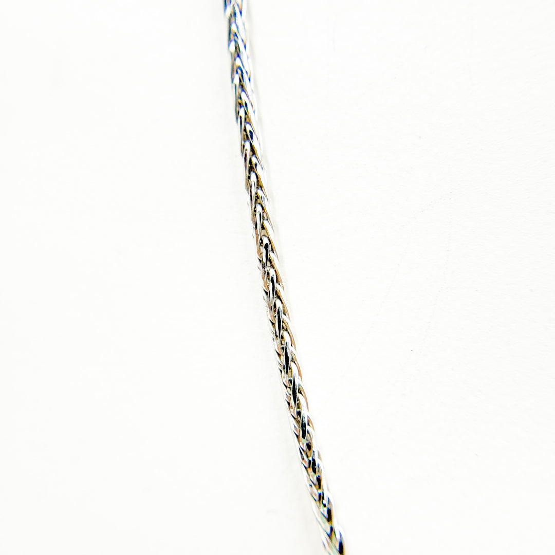 TRE005. 14k Solid White Gold Wheat Chain