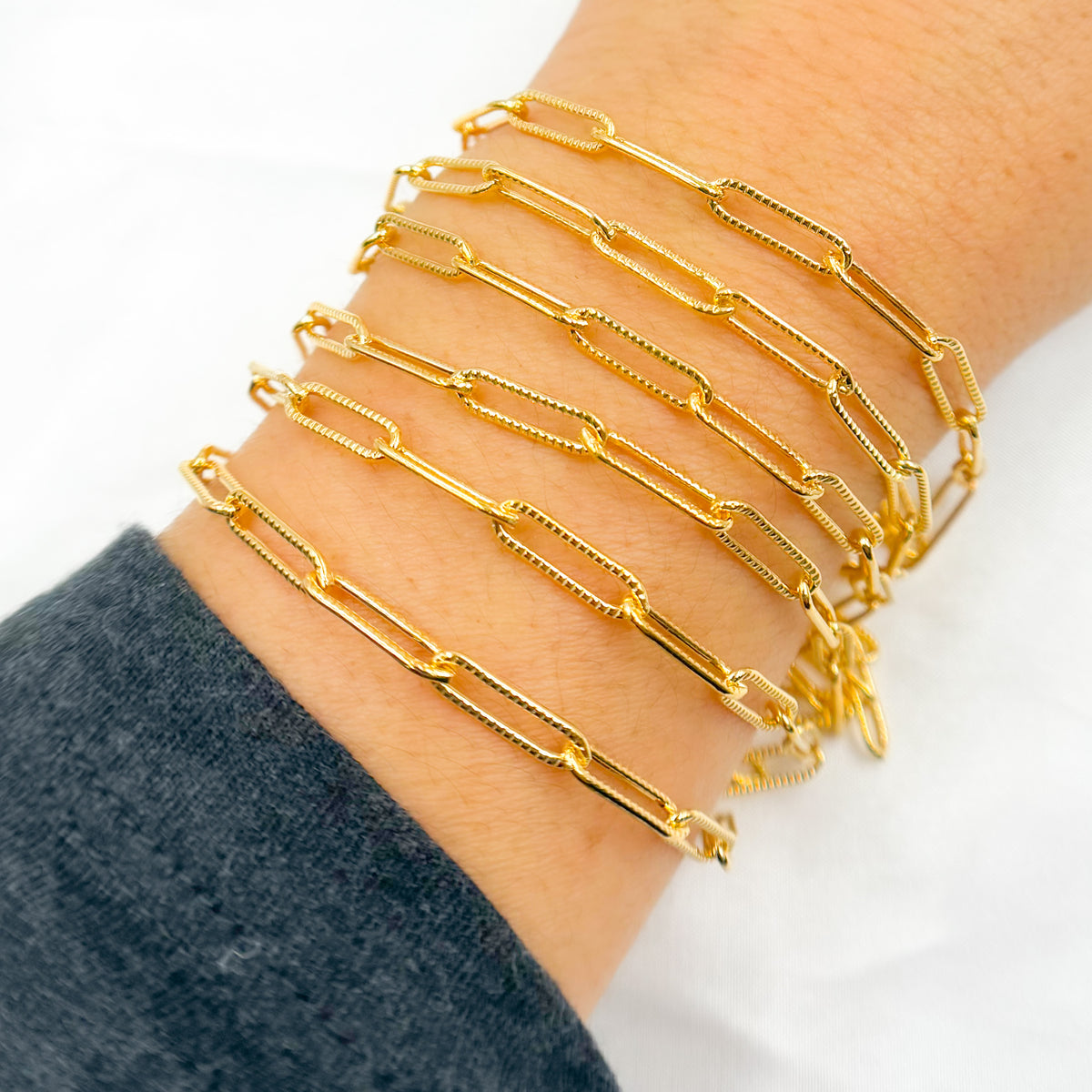 14K Gold Filled Hammered Paperclip Chain