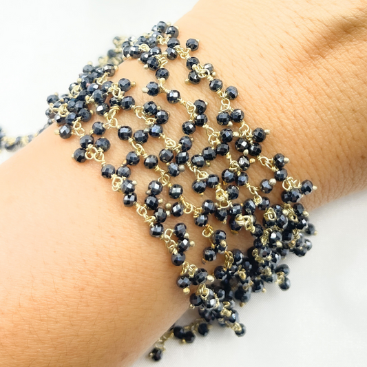 Coated Back Spinel Cluster Dangle Gold Plated Wire Chain