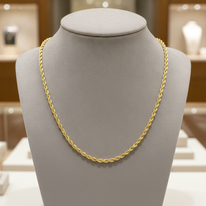 040CRDLG. 14K Solid Yellow Gold Rope Chain