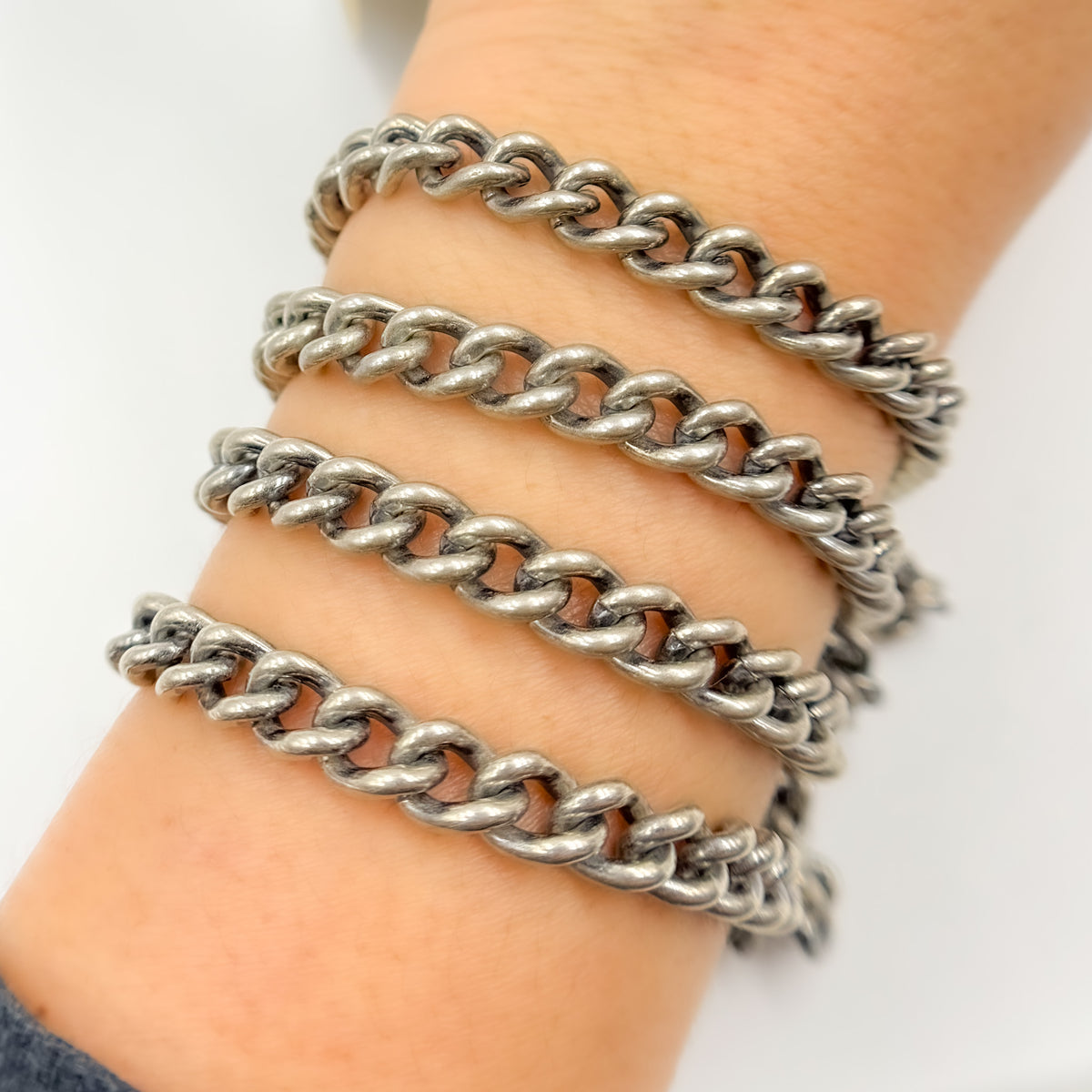 Oxidized Sterling Silver Smooth Curb Chain