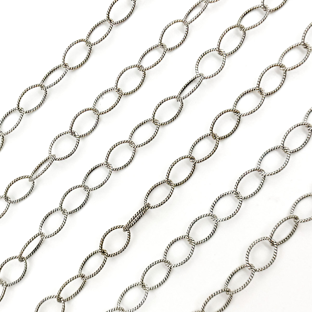 Oxidized Sterling Silver Twisted Oval Link Chain