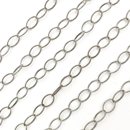 Oxidized Sterling Silver Twisted Oval Link Chain