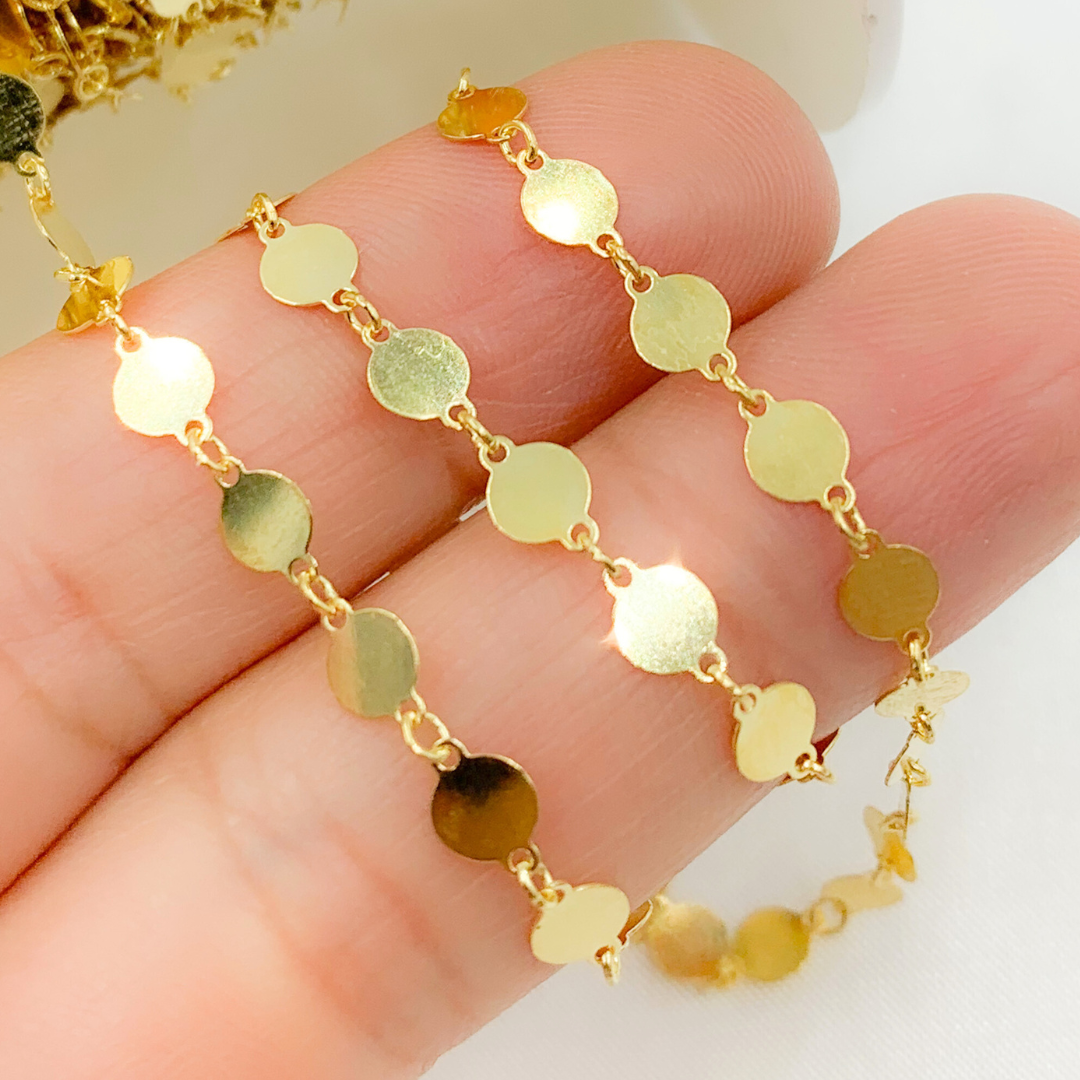 Gold Plated 925 Sterling Silver Flat Disc Chain. 