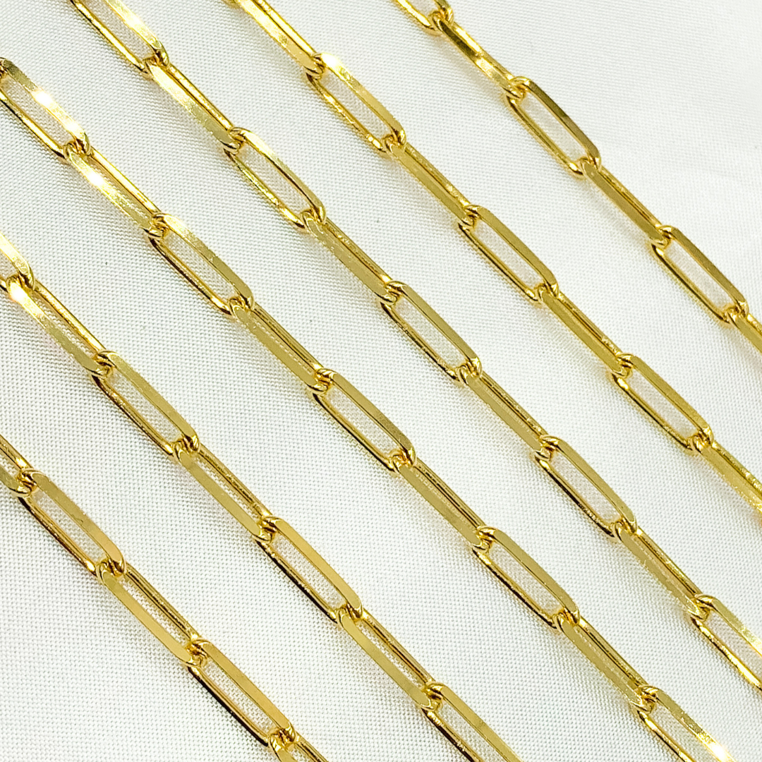Gold Plated 925 Sterling Silver Diamond Cut Paperclip Chain. Z1GP