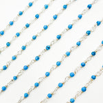 Load image into Gallery viewer, TRQ55. Turquoise Dainty Bead Sterling Silver Wire Chain
