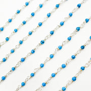 Turquoise Dainty Bead Sterling Silver Wire Chain