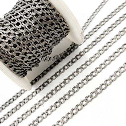 Oxidized Sterling SilverCurb Chain