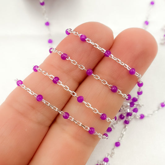 Sterling Silver Purple Color Enamel Chain
