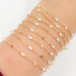 Load image into Gallery viewer, V295WTGF. 14K Gold Filled White Color Enamel with Paperclip and Diamond Cut Marina Links