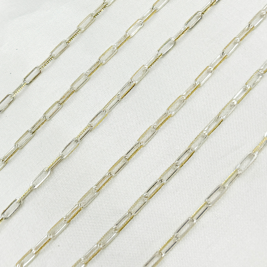 Z112GS. Two Tone Gold Plated and 925 Sterling Silver Paperclip Chain