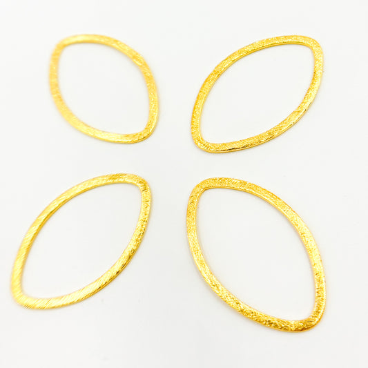 30MM Gold-plated Sterling Silver Brushed Marquis Connector
