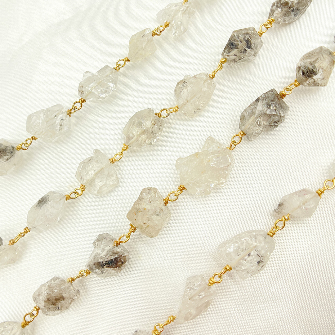 DQ2. Diamond Quartz Gold Plated Wire Chain.