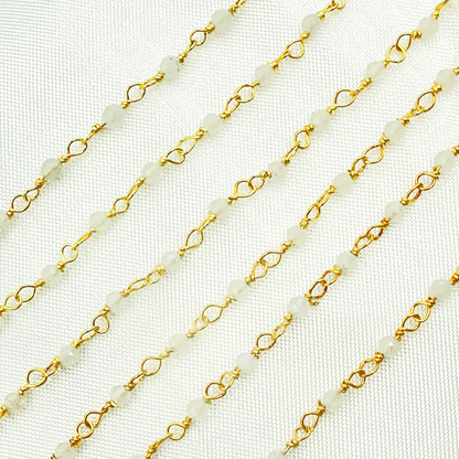 Moonstone Wire Wrap Chain made with Gold Plated 925 Sterling Silver.