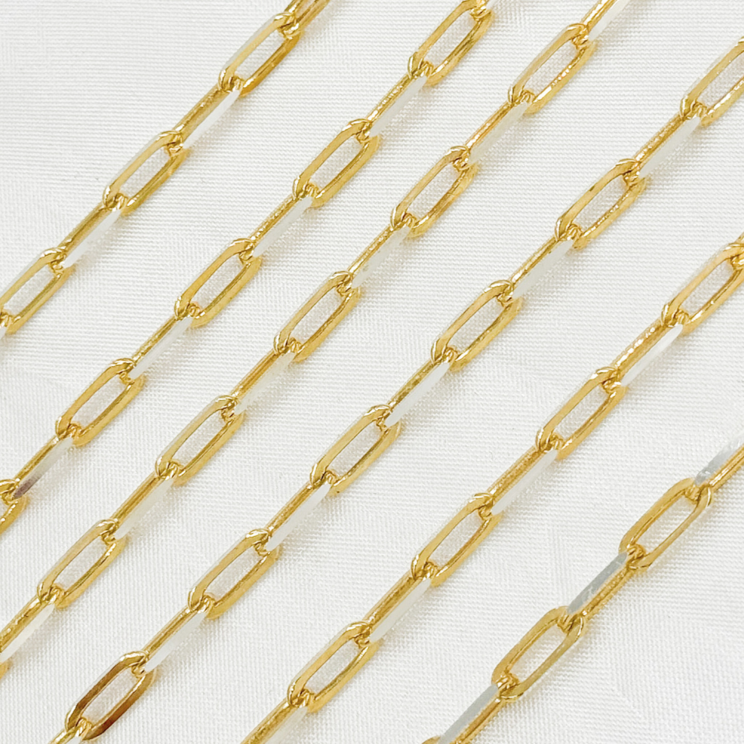 Z56GSDC. Gold Plated Sterling Silver Diamond Cut Paperclip Chain