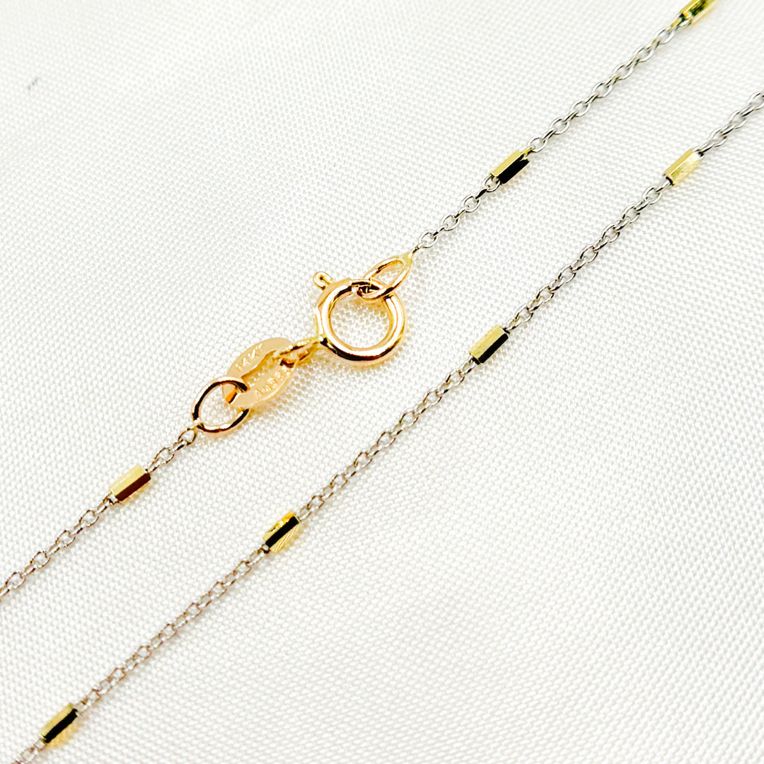 14K Solid Gold Satellite Bar Chain