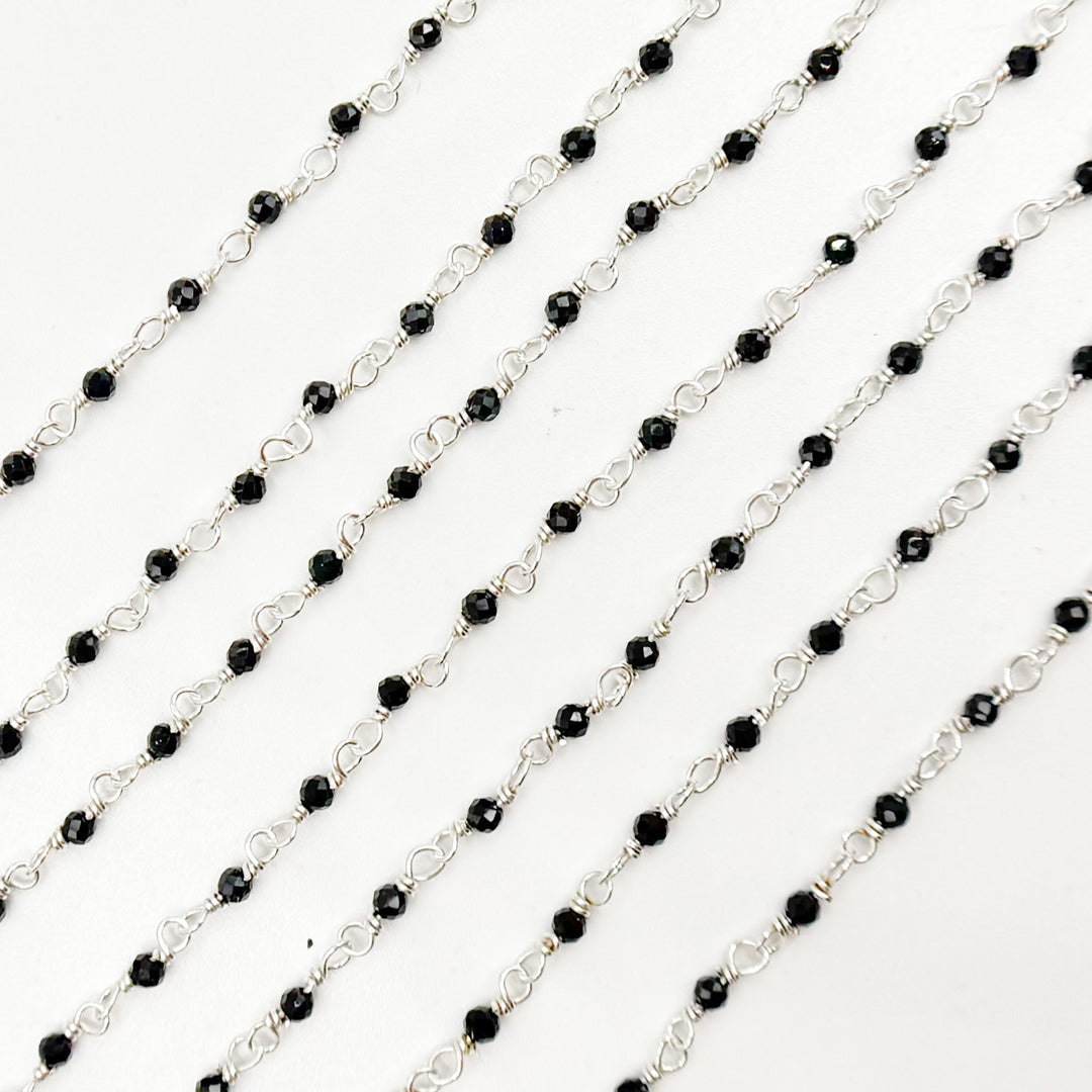 BSP62. White Sterling Silver Black Spinal Wire Wrap Chain