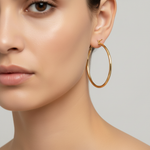 Load image into Gallery viewer, GER168. 14K Solid Gold Hollow Hoop Earrings