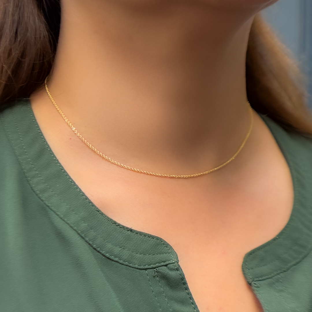 025CRDLG18K. 18K Solid Yellow Gold Rope Chain