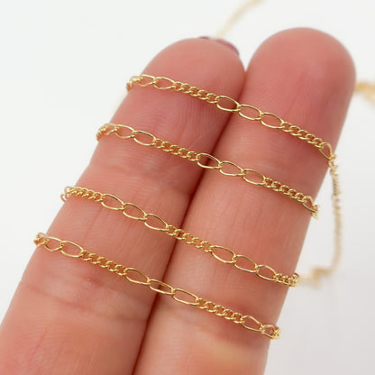 1653CGF. 14k Gold Filled 3 Long and 5 Short Link Chain