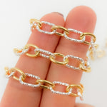 Load image into Gallery viewer, V308TT. Gold Filled and Silver Mixed Link Cable Chain - Smooth &amp; Diamond Cut Links