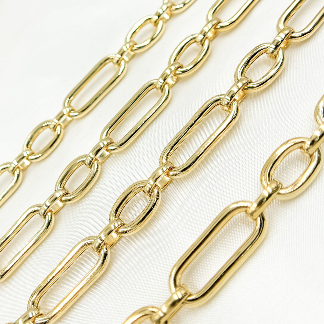 539MTGP. Gold Plated 925 Sterling Silver Smooth Long & Short Links Chain