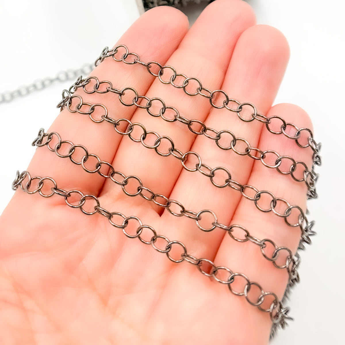 Black Rhodium Sterling Silver Cable Chain