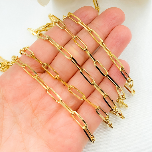 Gold Plated 925 Sterling Silver Diamond Cut Paperclip Chain