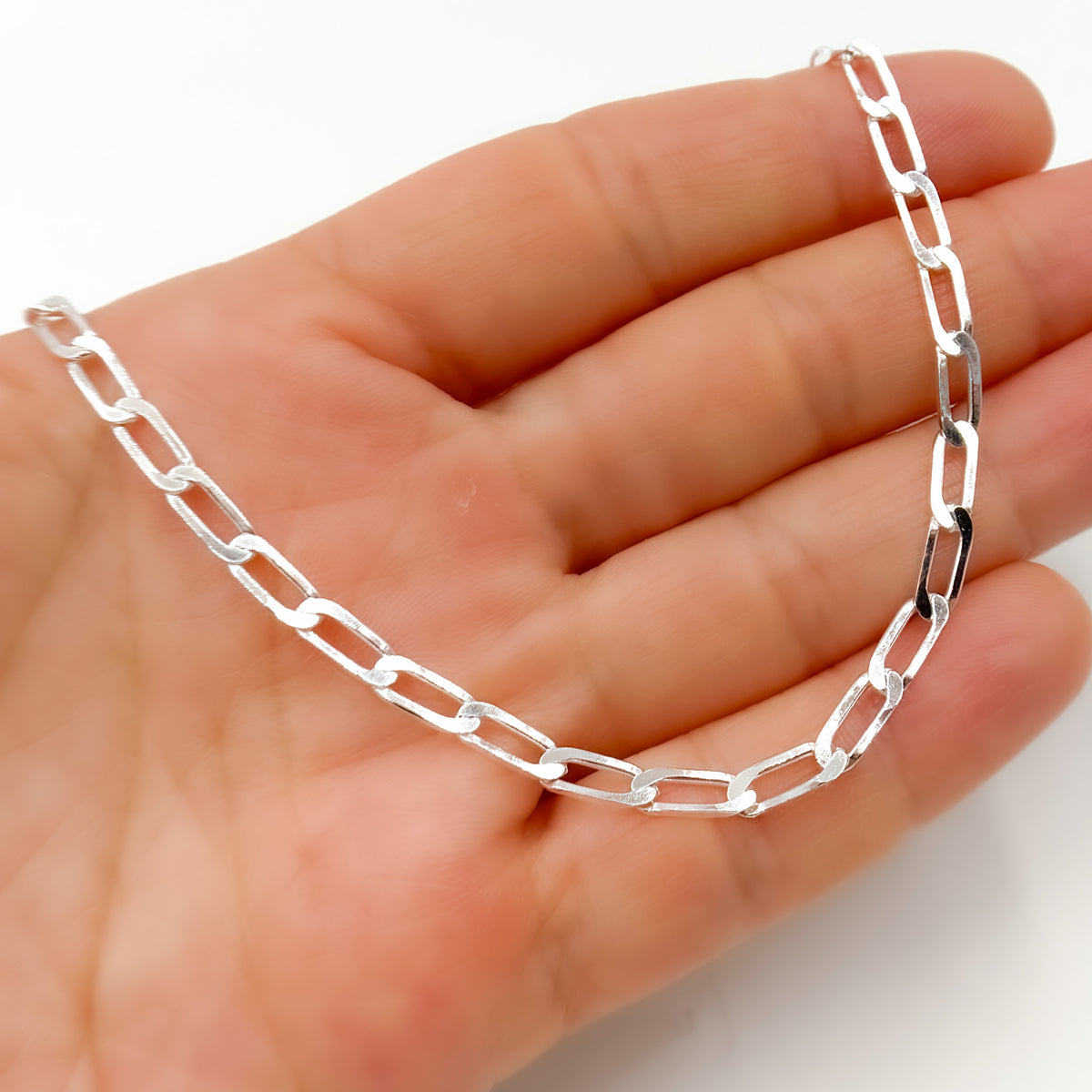 Sterling Silver Flat Paperclip Necklace