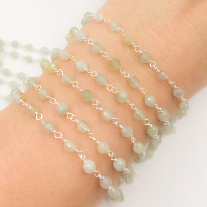 Coated Aquamarine Sterling Silver Wire Chain