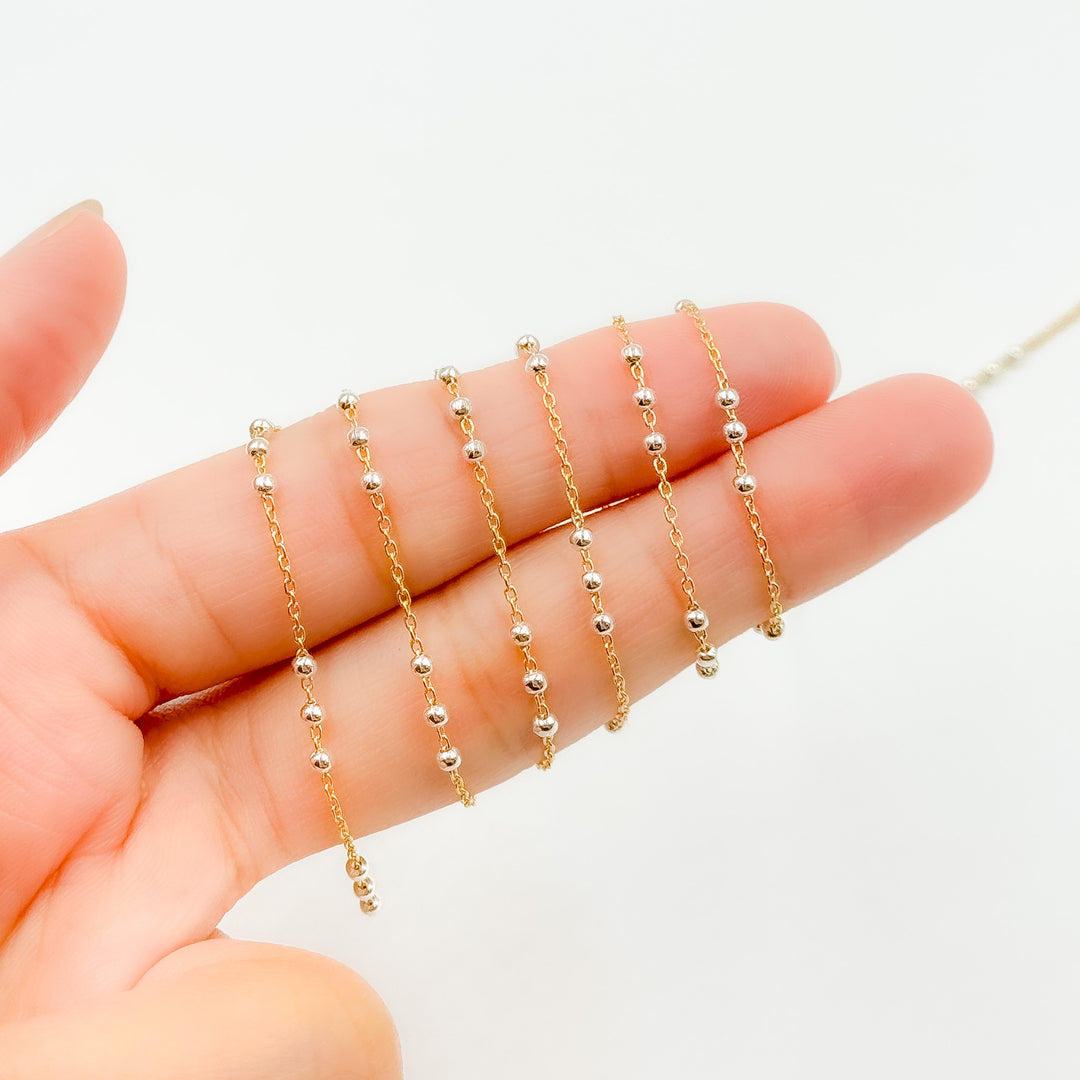 V289TT. 14k Gold Filled Chain and 3 Sterling Silver Beads in Between