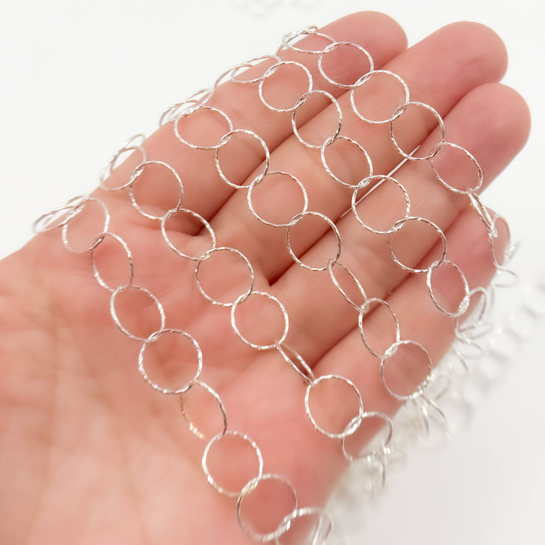 Y96SS. Sterling Silver Diamond Cut Round Link Chain