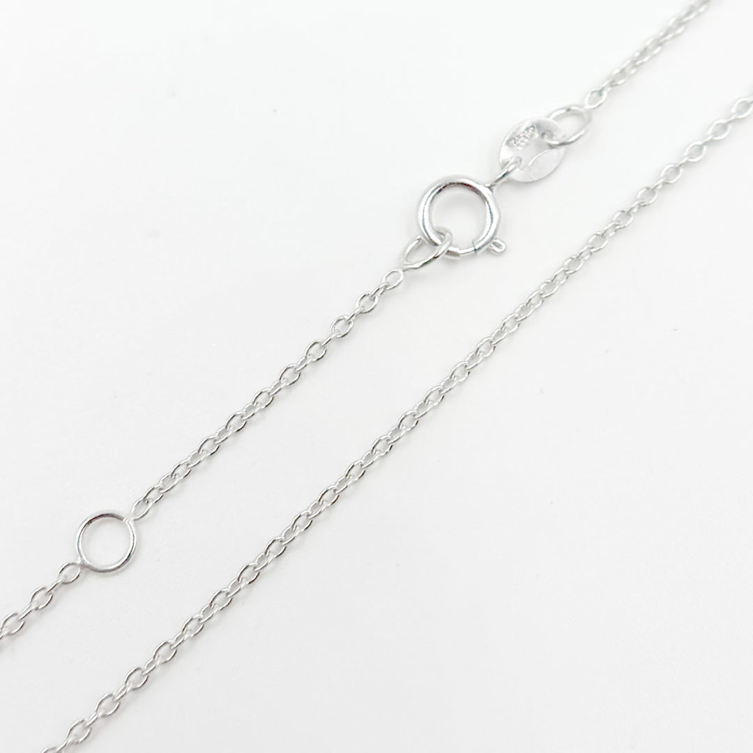 020R01LGJ051WG. 14k Solid White Gold Cable Chain with Extender