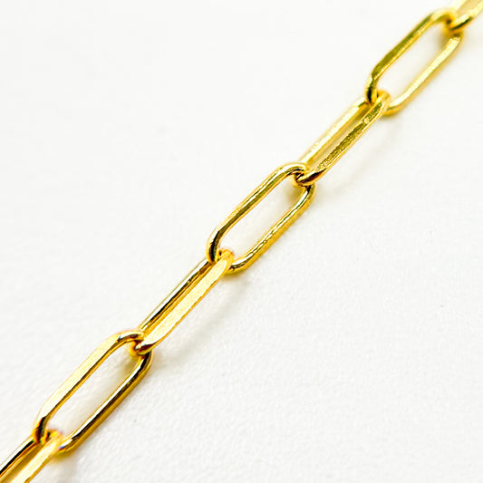14K Solid Yellow Gold Flat Paperclip Bracelet