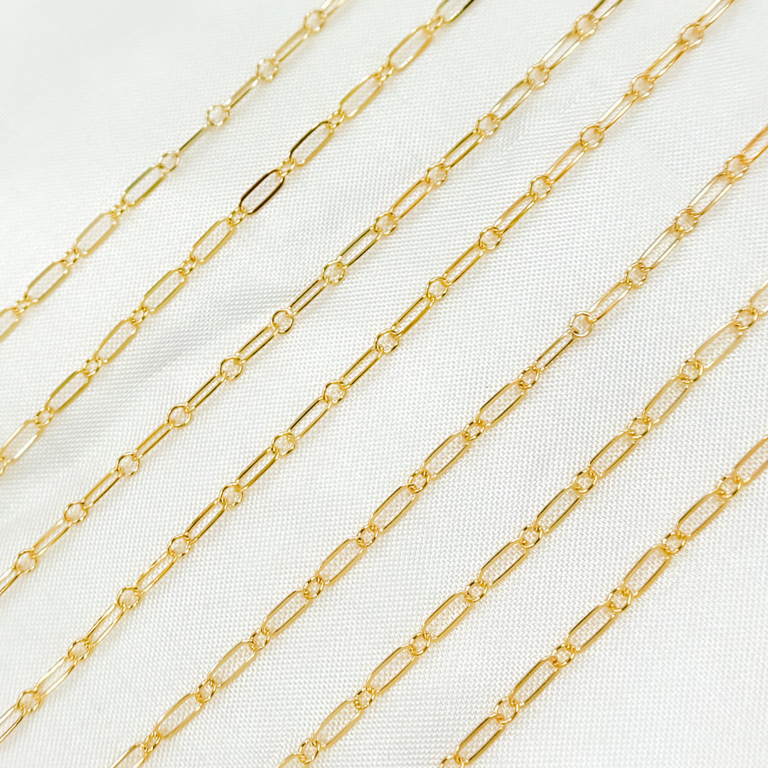 141F. 14K Yellow Gold Filled Flat Long and Short Chain