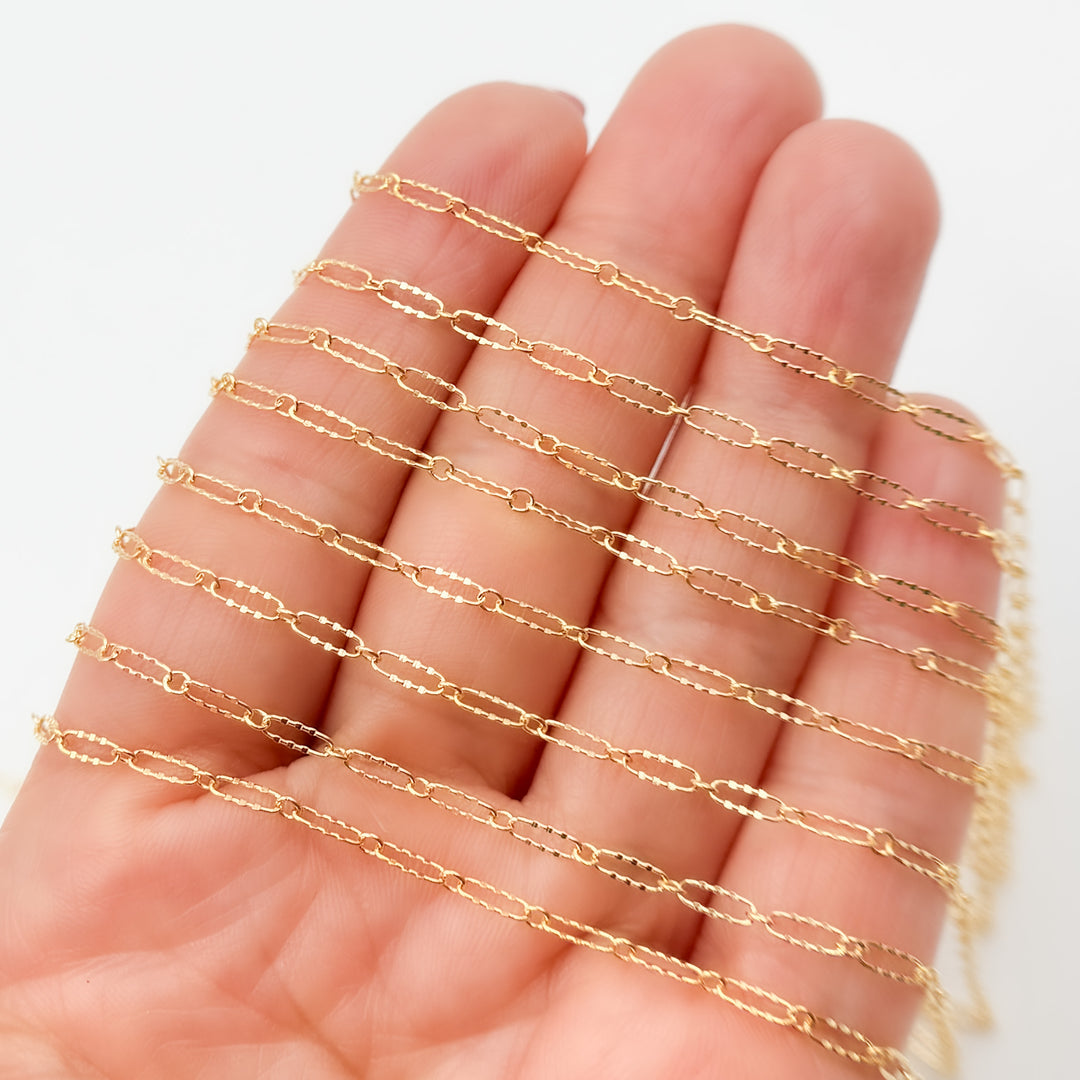 161TDGF. 14k Gold Filled Smooth Long and Short Dapped Link Chain