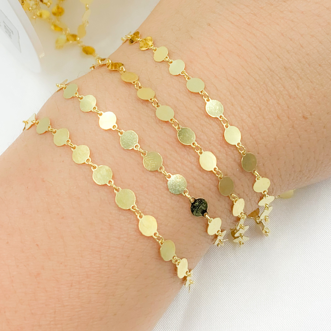 Gold Plated 925 Sterling Silver Flat Disc Chain. V65GP