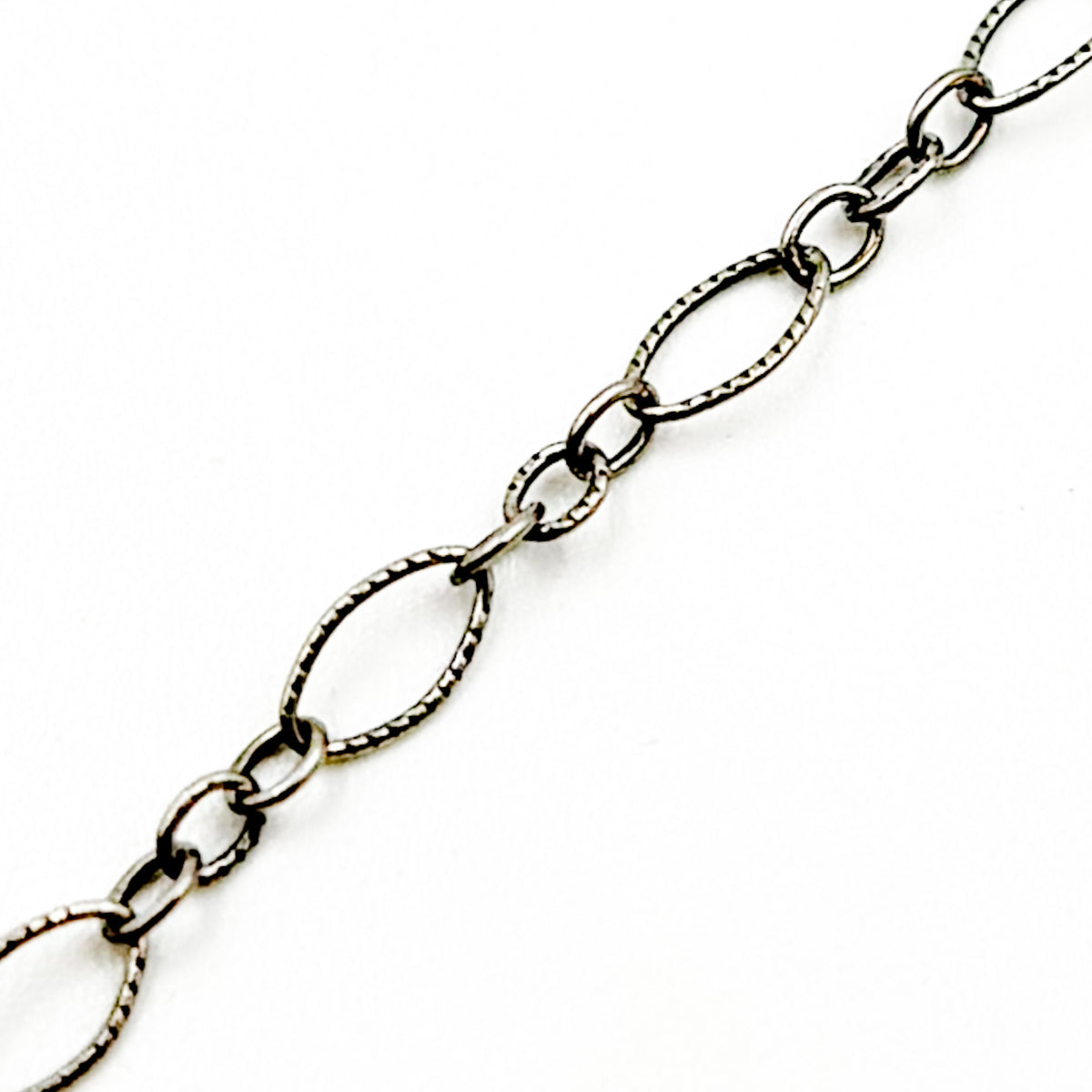 Oxidized Sterling Silver Hammered Long & Short Link Chain