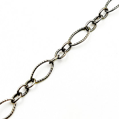 Oxidized Sterling Silver Hammered Long & Short Link Chain